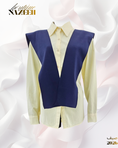 قميص كتان مع سكارف